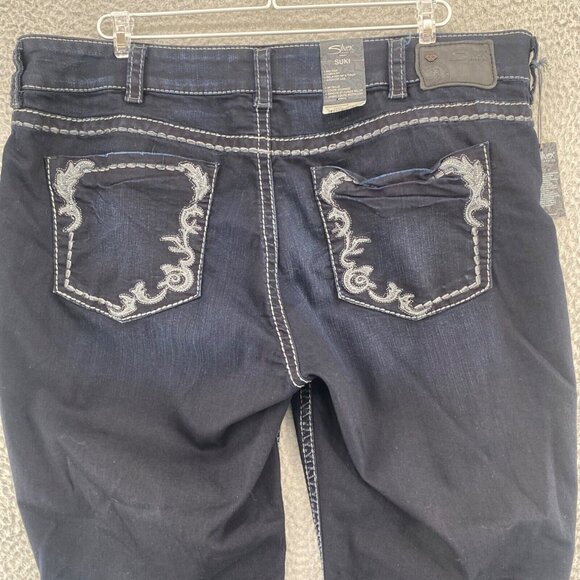 Silver Jeans Womens 20 Plus Suki Blue Dark Wash Bootcut Contrast Trim Curvy NWT - Picture 4 of 13